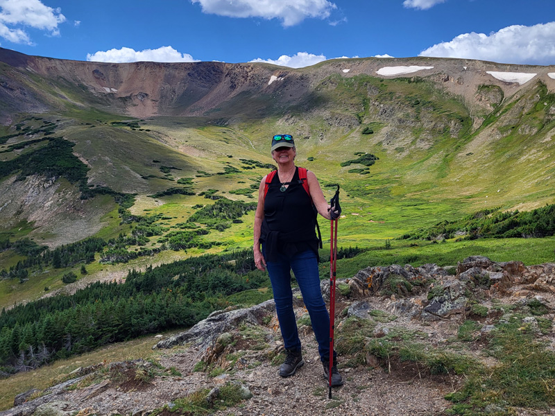 Carol Hart, hiking in Colorado