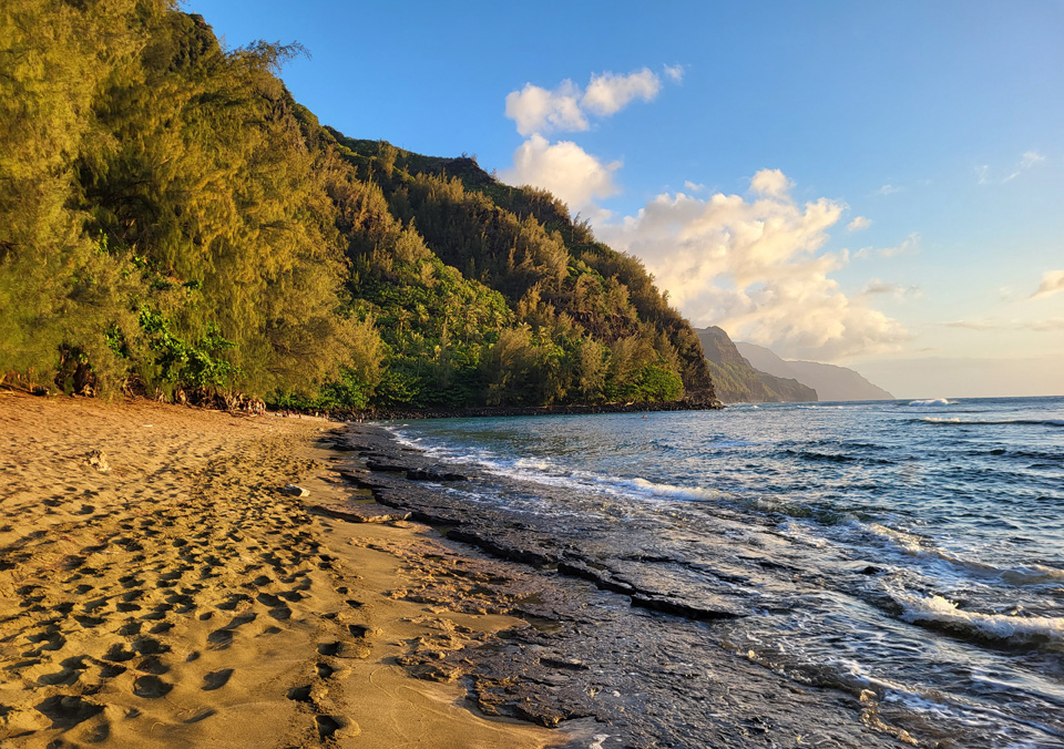 Ke'e Beach, Haena, Kauai at sunset